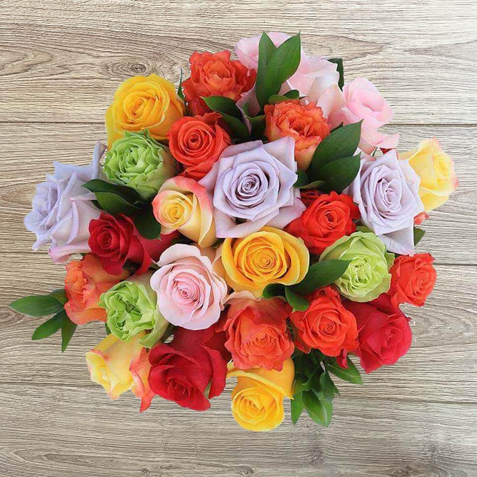 Breathless Fresh colored rose bouquet